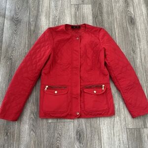 Talbots Vibrant Red Quilted Puffer Coat